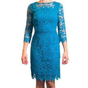 Teal Antonio Melani Kinga Floral Lace Cocktail Dress